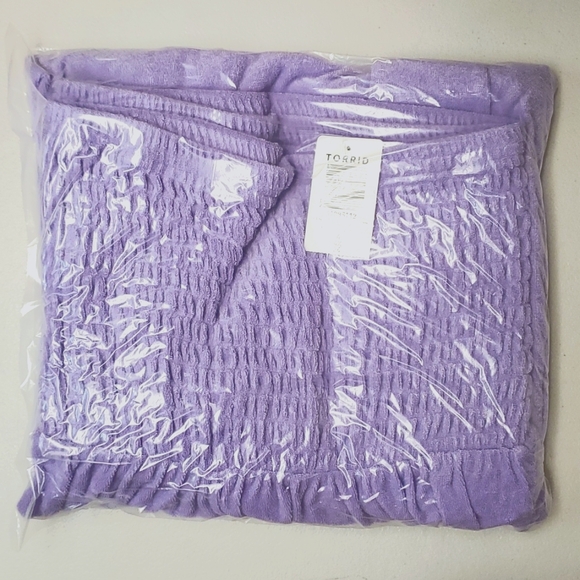 ❤️NWT VINTAGE TORRID SWIM COVER STRAPLESS TERRY BEACH DRESS COVER-UP LILAC PLUS - Picture 8 of 16